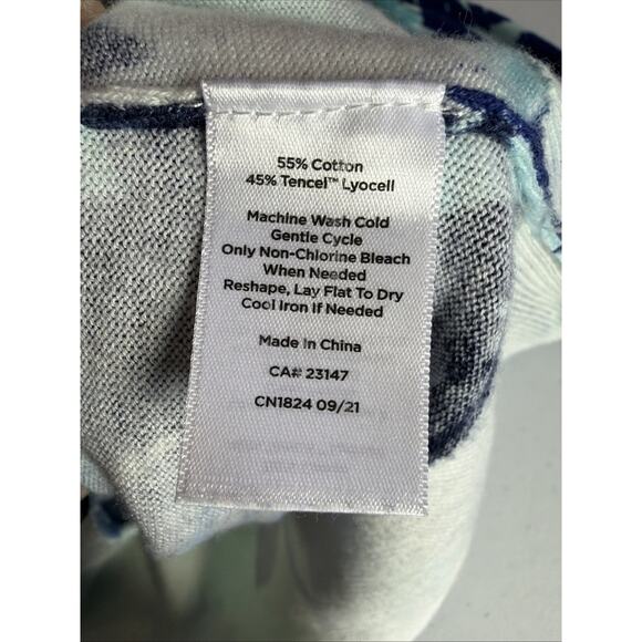 Talbots Womens 1X Floral Sweater Lightweight Cotton Tencel Bloomcore Blue XL - Picture 10 of 12
